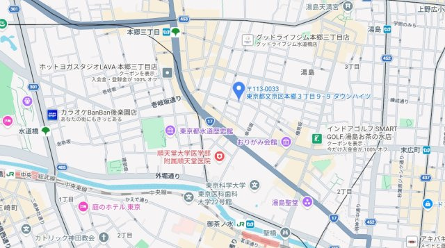文京区本郷３丁目の店舗事務所の地図
