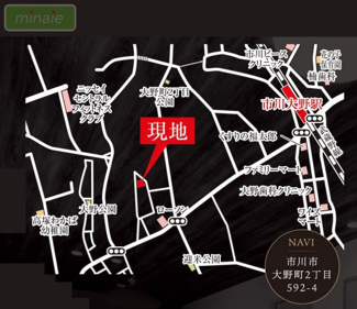【地図】 | 市川大野8分　シューズクローク付　水廻り集中型　大野町　２号棟　