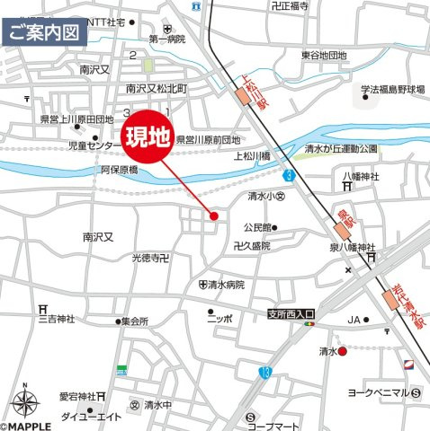 新築戸建・新築建売　福島市南沢又21番　清水小学校・清水中学校の地図|現地案内図