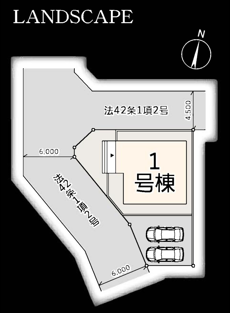 横浜市瀬谷区本郷3丁目 新築戸建て【仲介手数料無料】カースペース2台の区画図