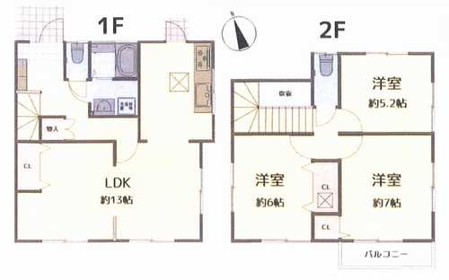 藤沢市白旗4丁目　中古戸建　の間取り