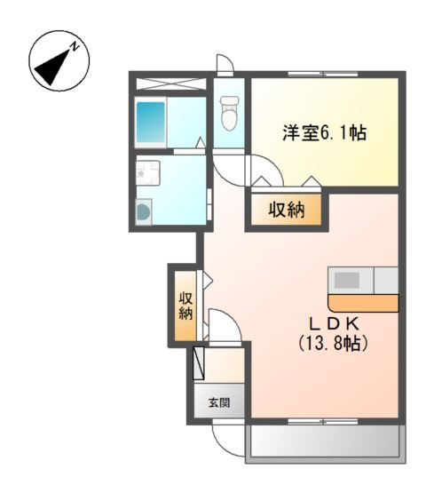 【間取り】 | LUNAⅡ SAKURAI | 1LDKのお部屋です