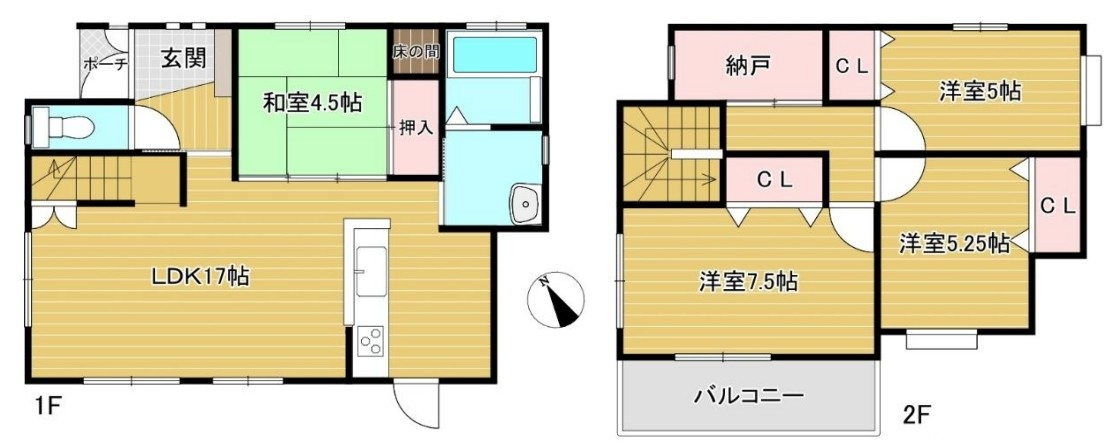 室内大変綺麗にお使いです　北別府4丁目　築21年の間取り