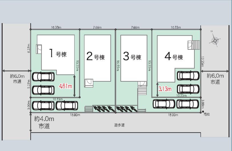 龍ケ崎市久保台2丁目　新築戸建　4号棟の区画図