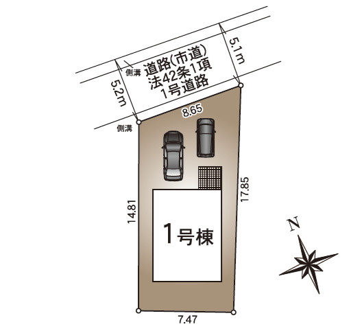 クレイドルガーデン／合志市須屋第１７／１号棟の区画図