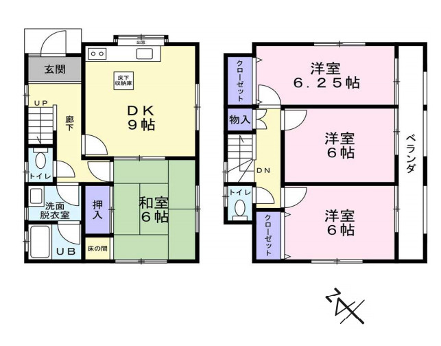 北本市中丸　中古戸建の間取り|北本市中丸　中古戸建・4DK・土地面積105.22m2・建物面積81.97m2