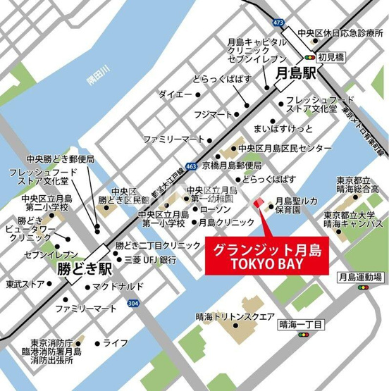 【地図】グランジット月島ＴＯＫＹＯ　ＢＡＹ