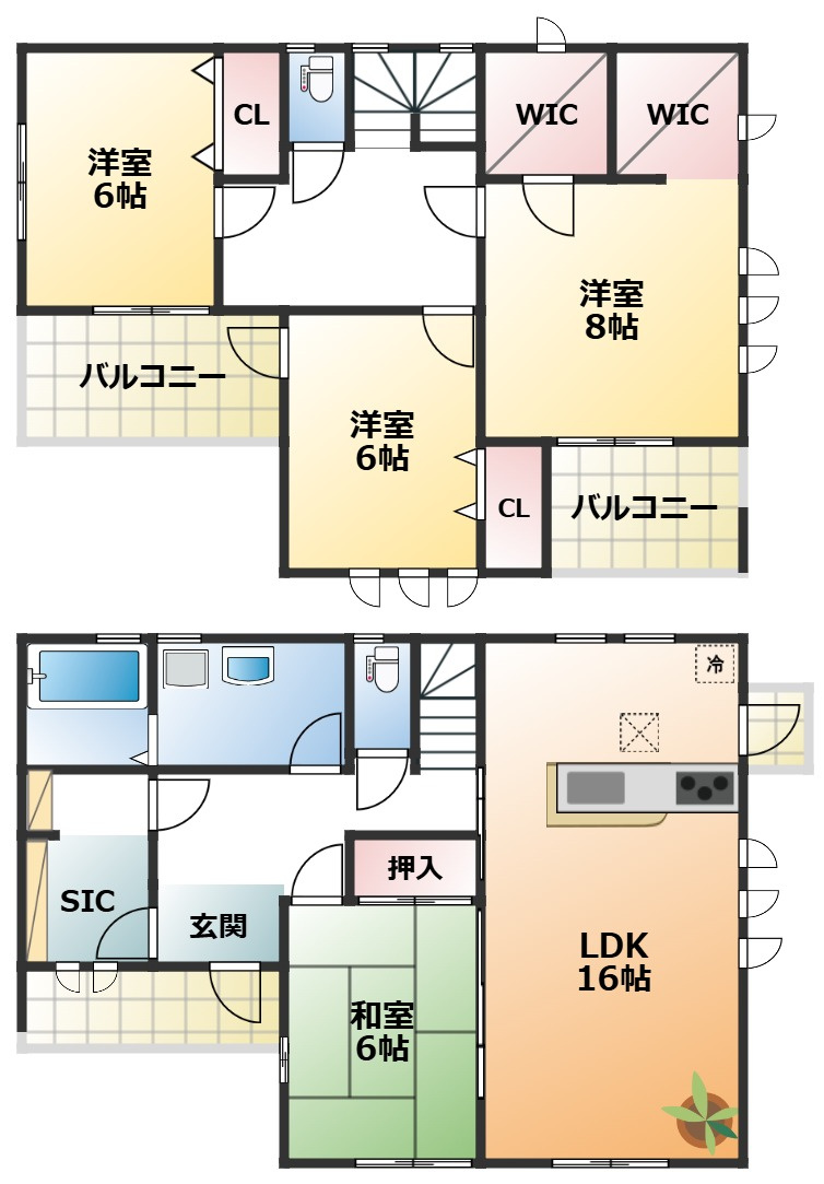 LiveleGarden.S上三川町上三川第10の間取り|全室南向きで陽当たりの良い間取りです