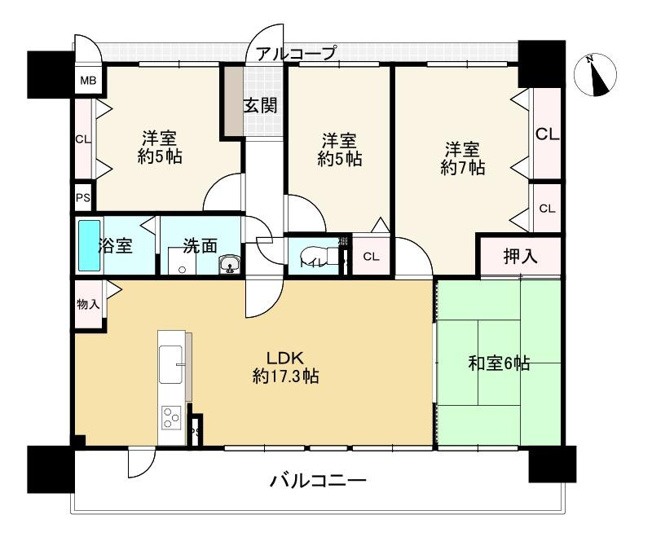 【間取り】 | ロワイヤル飾磨　3階 | 4LDKです。