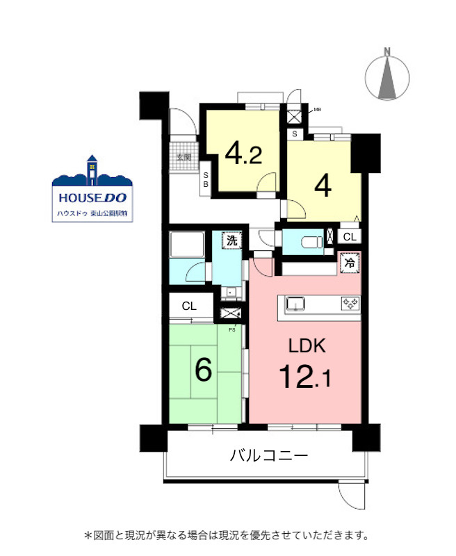 ◆ライオンズマンション引山◆3LDK南向き住戸！の間取り|専有面積64.35㎡、3LDKのお部屋です。
敷地外駐車場が1台継承可能となっております。