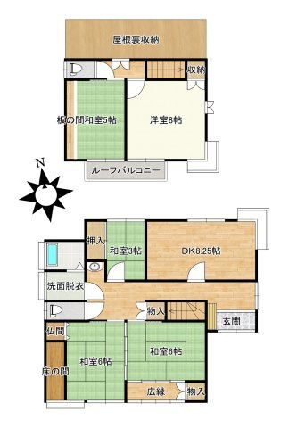 伊那市山寺　中古住宅の間取り