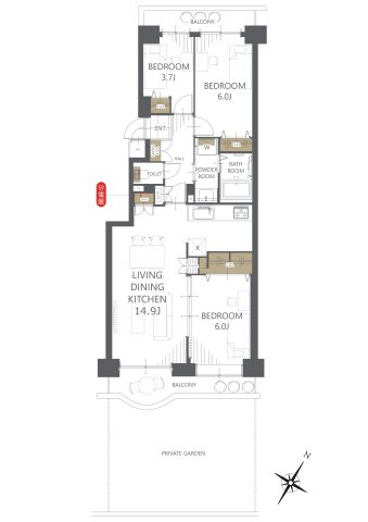 【間取り】パークシティ金沢八景Ｂ棟 