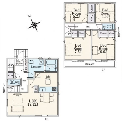 【間取り】 | 練馬区大泉町3丁目　新築一戸建住宅　全2棟　（成増店） | 人気の対面式キッチンに広々LDKの間取り
※図面を基に作成しています。現況と異なる場合は現況を優先いたします。