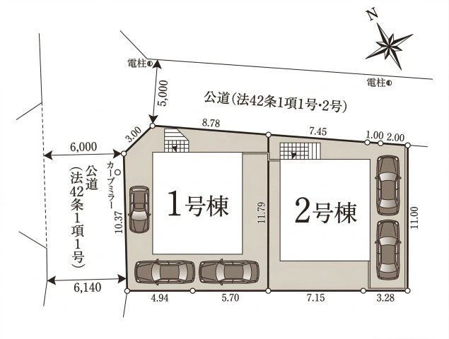 【区画図】 | 練馬区大泉町3丁目　新築一戸建住宅　全2棟　（成増店） | バス利用にて複数路線利用することができますので、通勤　通学に便利な立地です
※図面を基に作成しています。現況と異なる場合は現況を優先いたします。