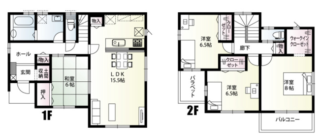 【間取り】 | 加須市上高柳　新築戸建　全2棟　2号棟