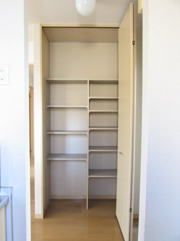 パークアベニューBの収納|キッチン脇の収納はパントリーとして使えますね