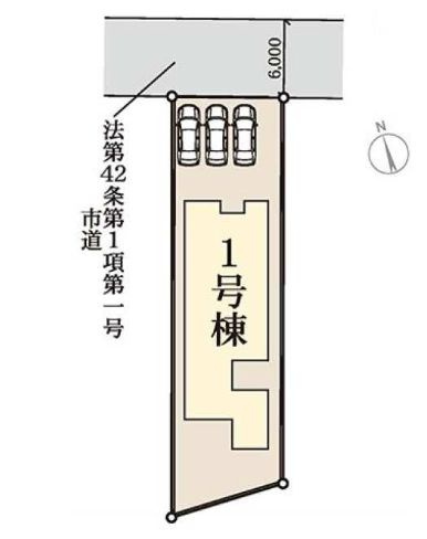 リーブルガーデンＳ高崎塚田町　1号棟の区画図|駐車場3台以上ご用意しています！来客時も重宝します♪
並列駐車なので、車の出し入れもしやすいですよ！