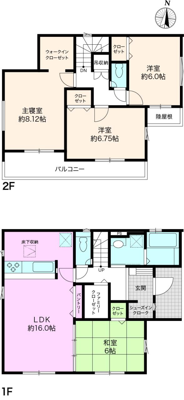 南国市緑ヶ丘3丁目　新築戸建　1号棟【太陽光発電システム】（全4区画）の間取り|4LDK+WIC+SIC　建物面積　107.23㎡（約32.43坪）