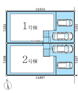 厚木市南町3期　新築戸建　全2棟1号棟の区画図