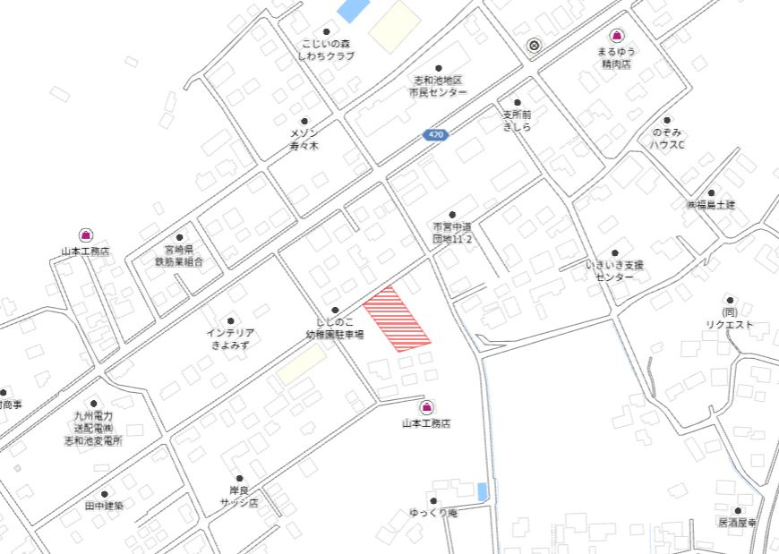 都城市上水流町の売地の土地図