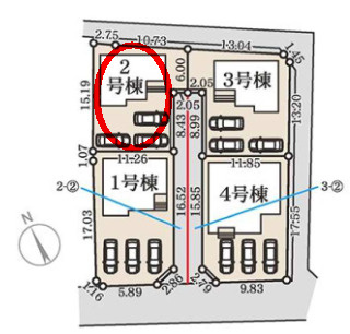 リーブルガーデンＳ高崎金古町第５　2号棟の区画図|駐車場3台ご用意しています！来客時も重宝します♪