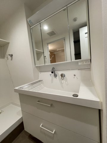 芦屋パレスハイツ南館の独立洗面台|独立洗面台はシャワー付き。