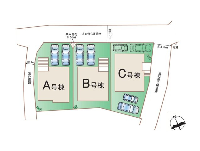 糟屋郡須恵町大字須恵第1-3棟(B号棟)の区画図|配置図（B号棟）