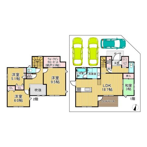 泉佐野市中庄戸建の間取り|間取り