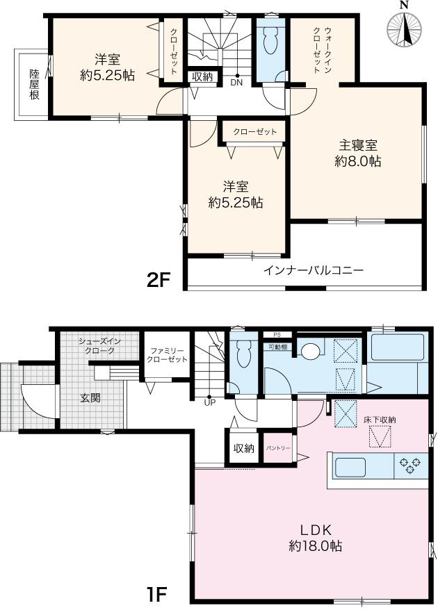 東城山町　新築戸建　2号棟（全3区画）の間取り|3LDK+WIC+SIC+FC　建物面積　109.3㎡（約33.06坪）