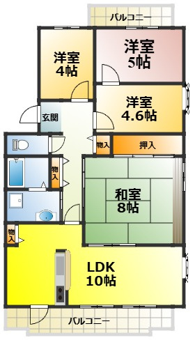 フレール鶴山台98号棟の間取り