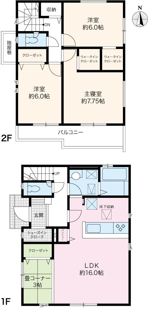 東城山町　新築戸建　3号棟（全3区画）の間取り|4LDK+2WIC+SIC　建物面積　97.71㎡（約29.55坪）