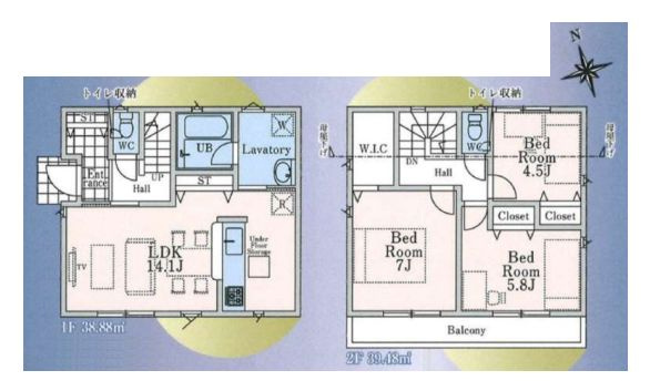 【間取り】 | 西東京市住吉町１丁目　新築戸建て　１号棟 | 3LDK・土地面積100.02ｍ2・建物面積78.36ｍ2