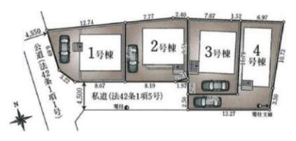 【区画図】 | 西東京市住吉町１丁目　新築戸建て　１号棟 | 全4棟の新築戸建て、間取りも4種類、どちらがお好みですか？