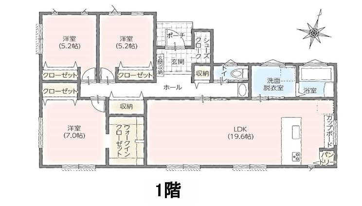 神栖市知手　新築戸建　1号棟の間取り