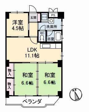 真締川ハイツの間取り