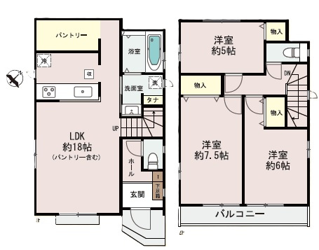 垂水区南多聞台５丁目　新築戸建ての間取り