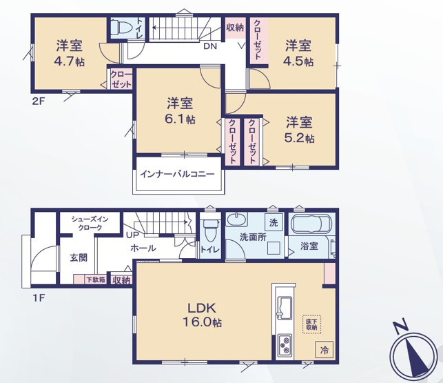 【間取り】 | 豊橋市二川町 新築一戸建て 4号棟 | 効率的かつ暮らしのことをしっかり考えた間取りです