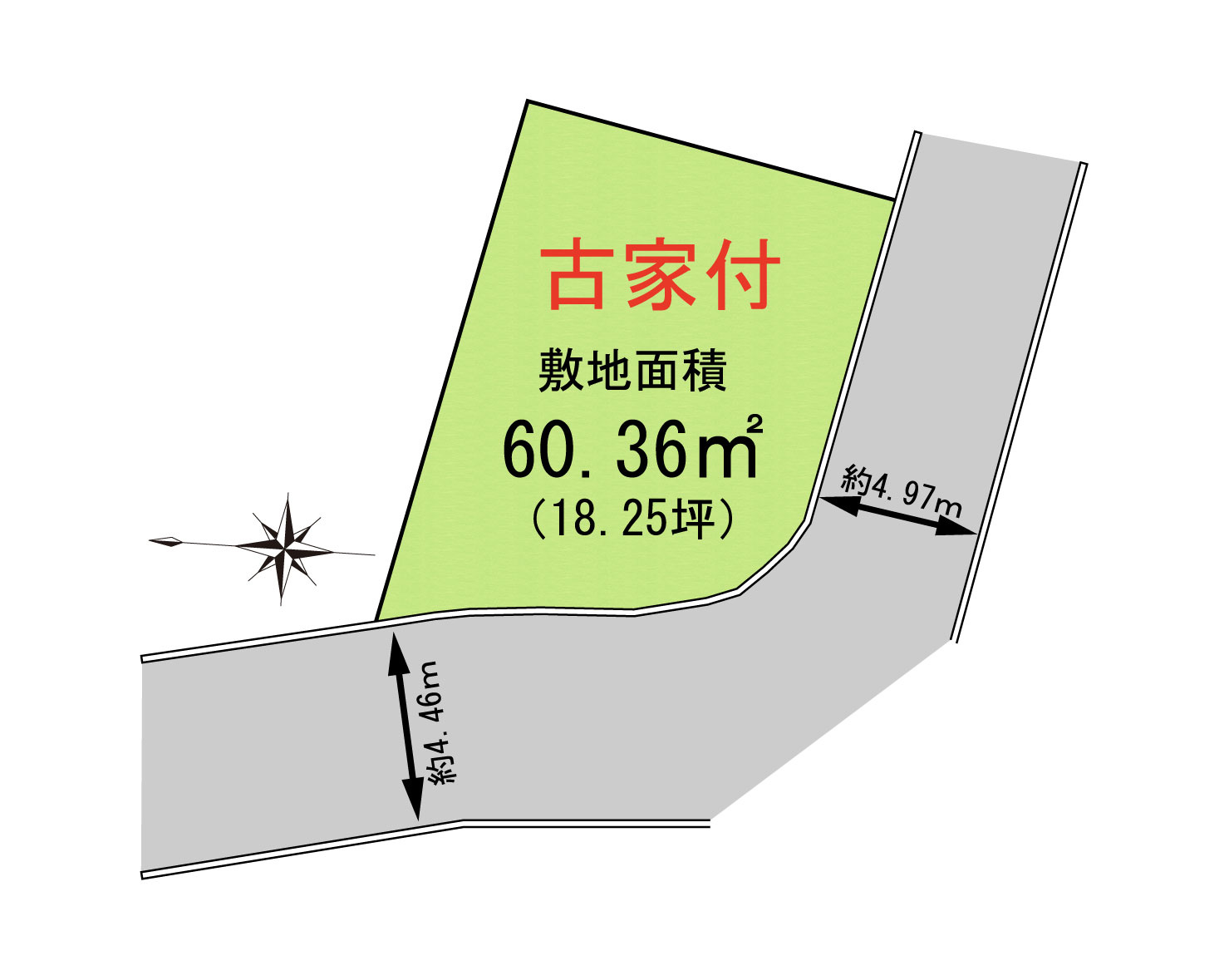 泉佐野市南泉ケ丘1丁目　古家付き土地の土地図