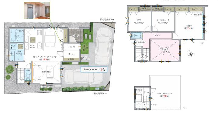 藤沢市本鵠沼４丁目　新築戸建　全3棟の間取り|南向き　２SLDK