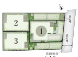 藤沢市本鵠沼４丁目　新築戸建　全3棟の区画図|対象地は１号棟です。