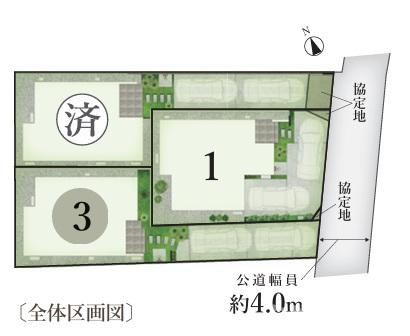藤沢市本鵠沼４丁目　新築戸建　全3棟の区画図|対象１号棟