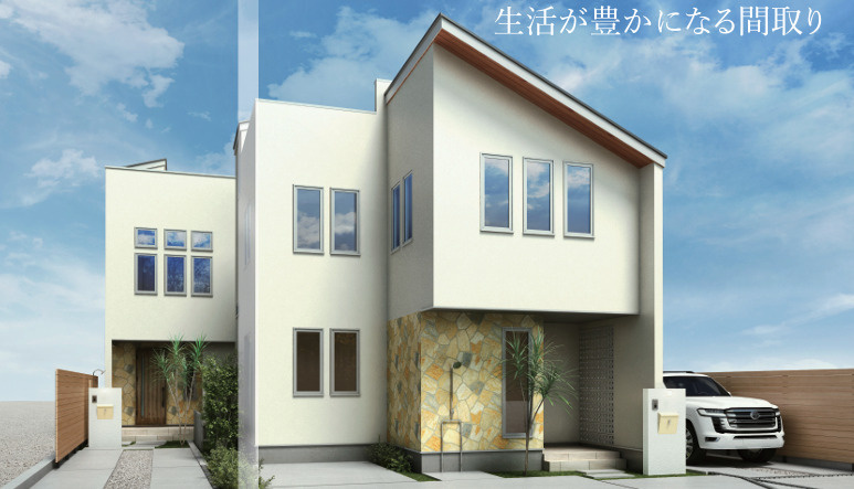 藤沢市本鵠沼４丁目　新築戸建　全3棟の外観パース|イメージパスですので実際のものと多少異なります