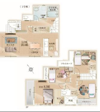 茅ヶ崎市松が丘２丁目　新築戸建　全２棟の間取り|南西向き　４LDK