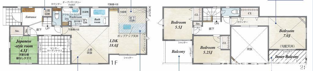 平塚市西八幡3丁目　新築戸建の間取り|南向き　4LDK
