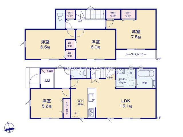『八王子市新築戸建て』八王子市川口町3287-5【仲介手数料無料】　２４−６期の間取り|～仲介手数料無料☆八王子ひなた不動産～八王子市川口町　新築戸建て