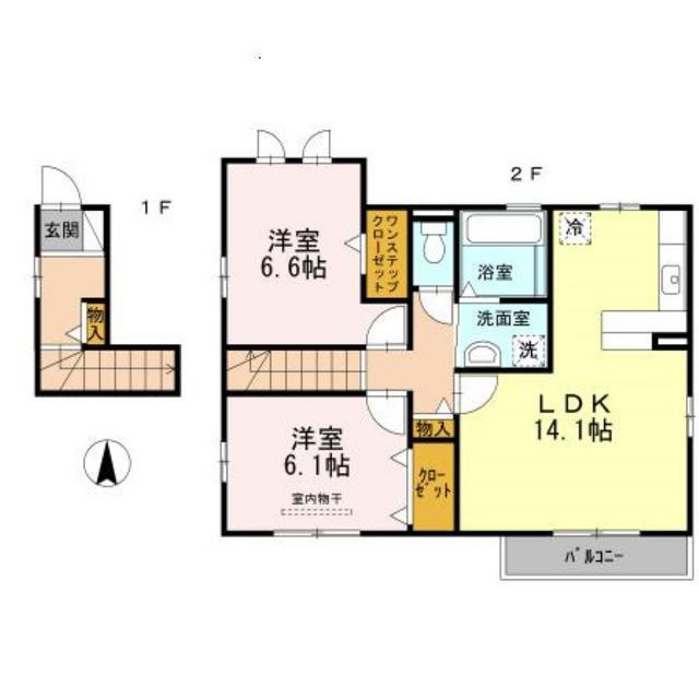 岐阜市琴塚１丁目のアパートの間取り