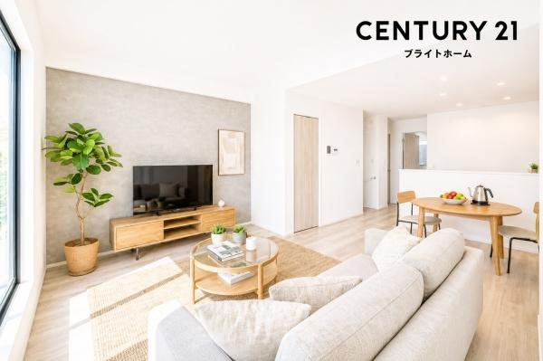 横浜市戸塚区南舞岡２丁目の新築一戸建の居間・リビング|本画像はAIがCGで家具作成しており、実際の現地に家具は設置されておりません。また、販売価格に家具等は含まれておりません。