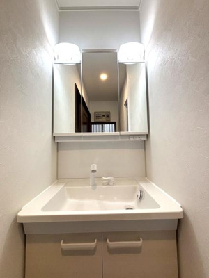 【独立洗面台】 | 【11日(土)・12日(日)見学可】草加市八幡町・戸建 | 収納スペースが備わった洗面台は日常の使いやすさが考えられています。