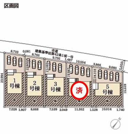 【内郷御厩町4丁目第1／全5棟　1号棟】　ランドリールーム付き♪の区画図|区画図です。
