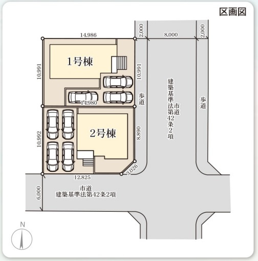 【いわき市平塩第1】全２棟／1号棟　■住宅ローンに不安がある方は不動産プラスまで■の区画図|区画図です。
